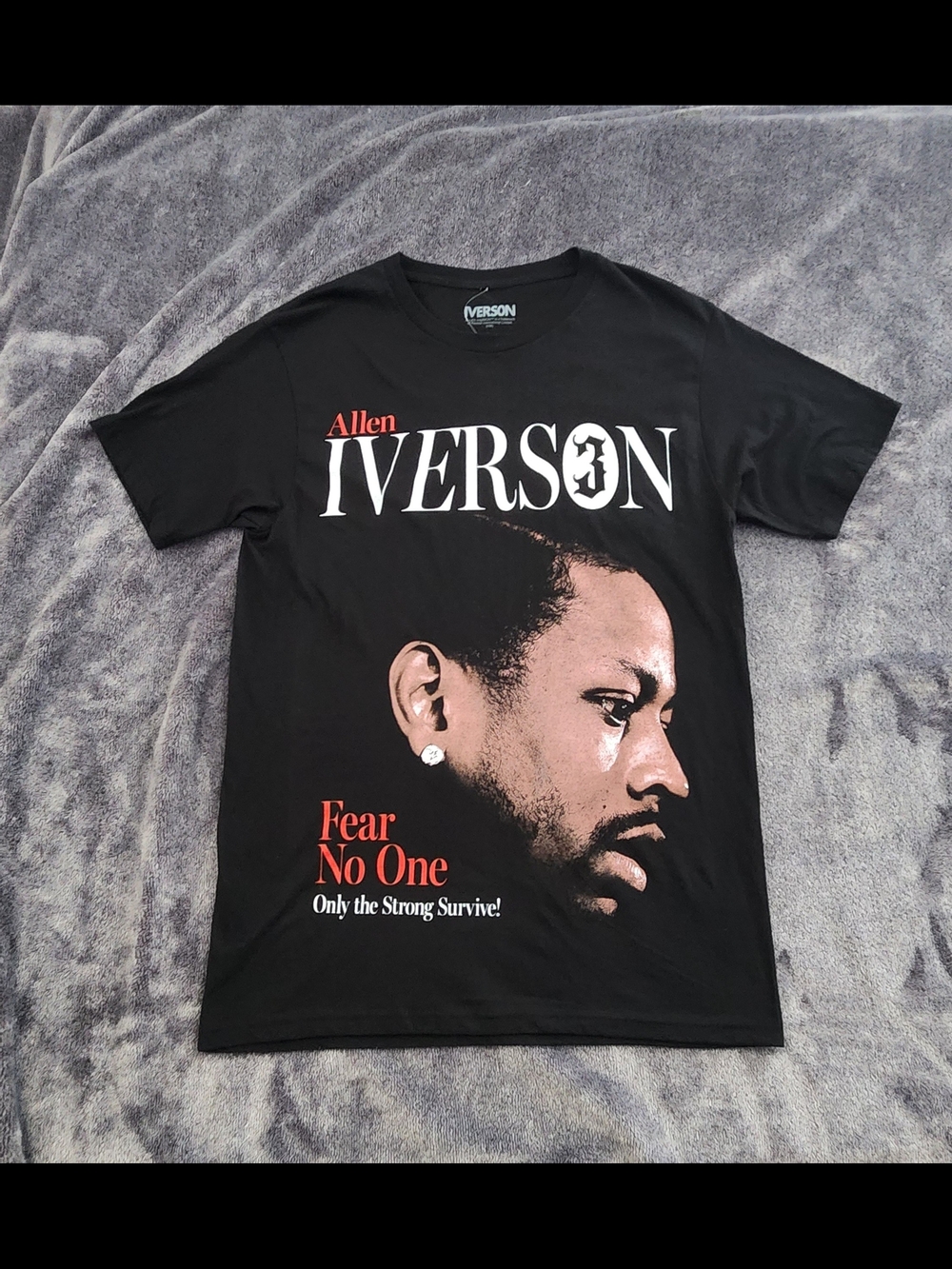 Allen Iverson "Fear No One" Black Graphic Short-Sleeve Tee Size Medium